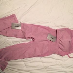 Gymshark high waisted flex in pink, and sports bra